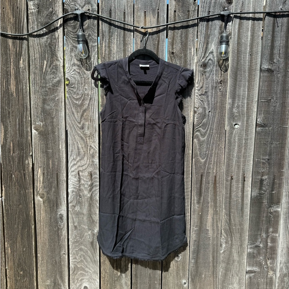 Splendid Black Cross Hatched Cap Sleeve V Neck Button Front Midi dress size XS